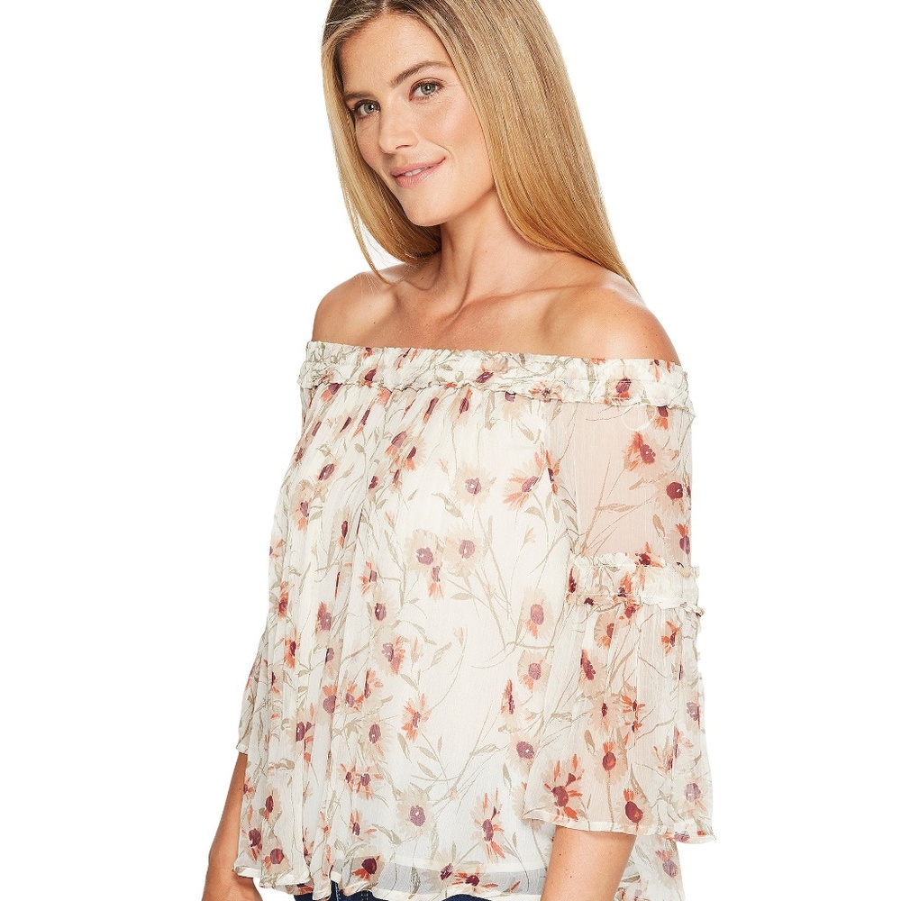 Lucky Brand Shirred Off Shoulder Top NWT - Picture 2 of 2